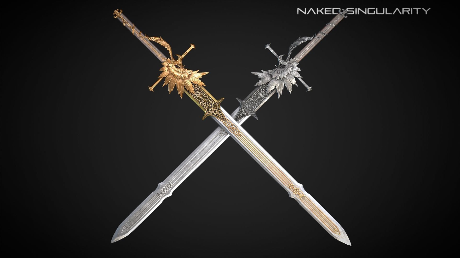Phoenix Sword Medieval dark fantasy weapon Low-poly 3D model_2