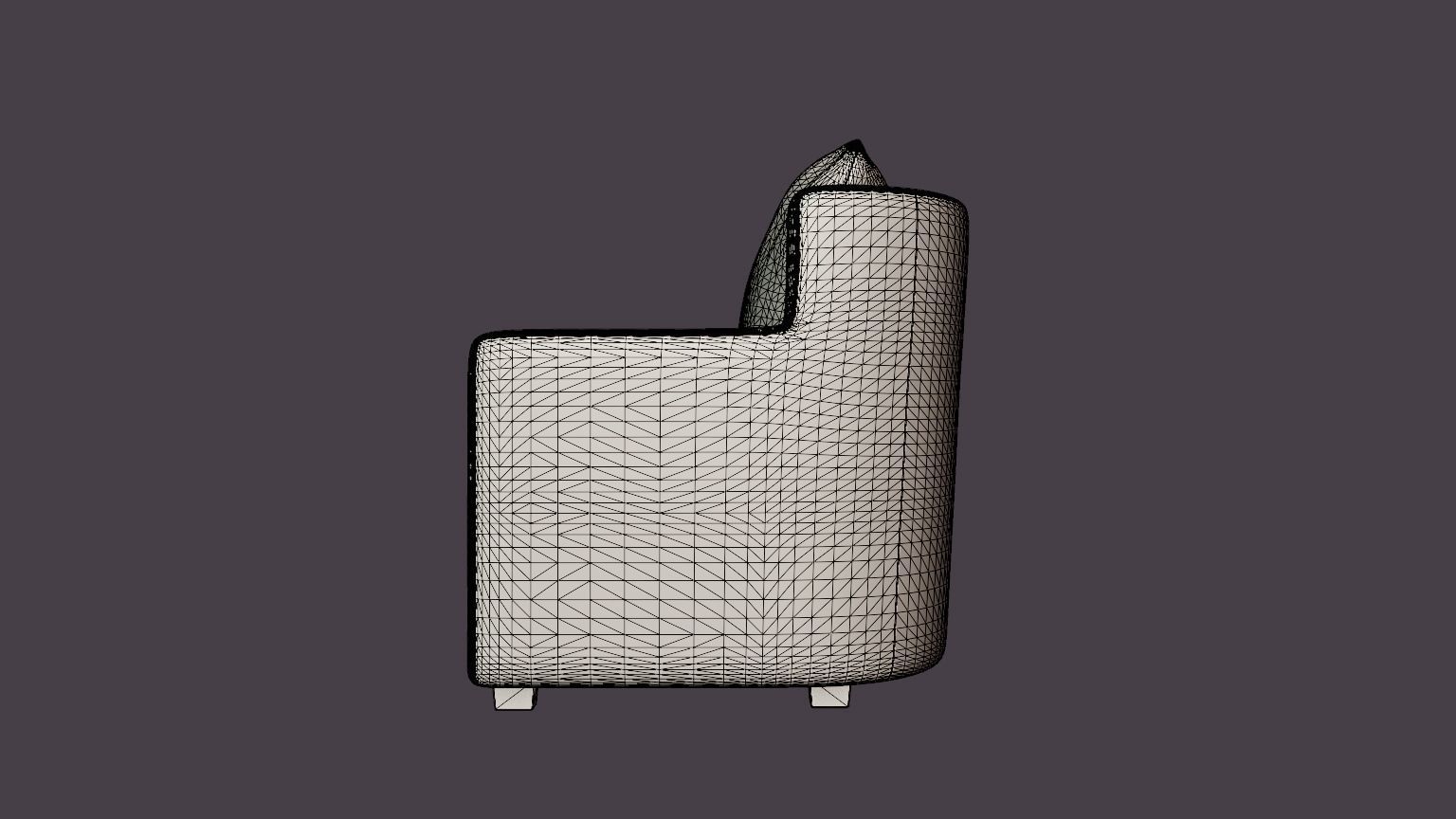 Cottage Armchair Low-poly 3D model_7