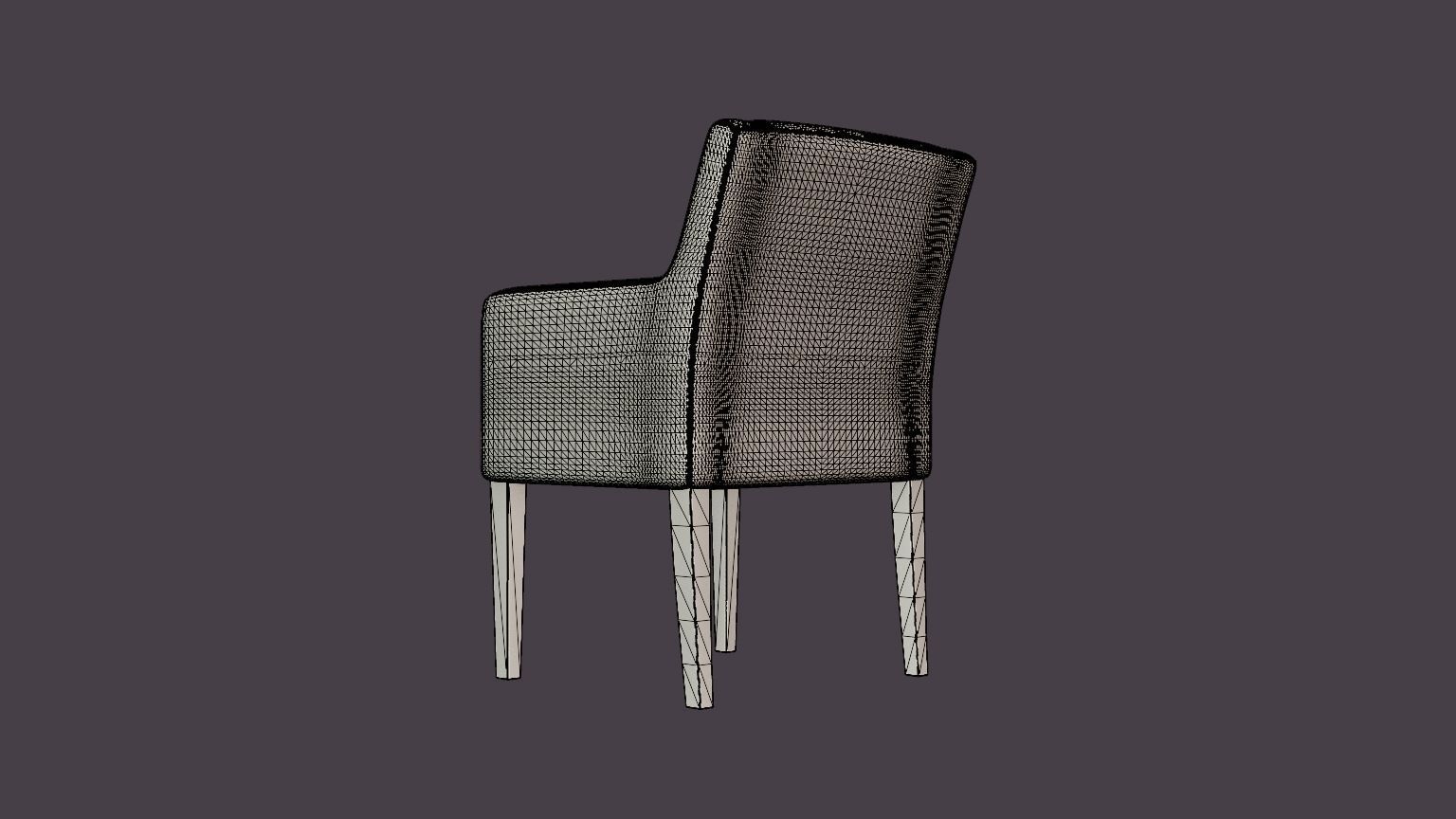 Como dining chair with armrests black Low-poly 3D model_6