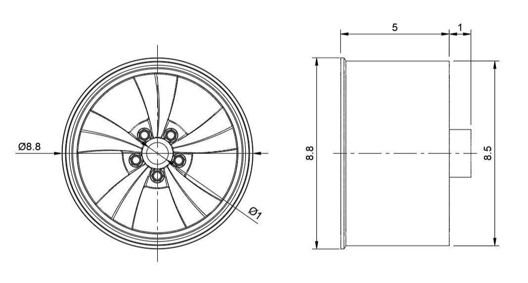 AMERICAN RACING 105M TORQUE M RIMS FOR DIECAST 64 SCALE 3D print model_3