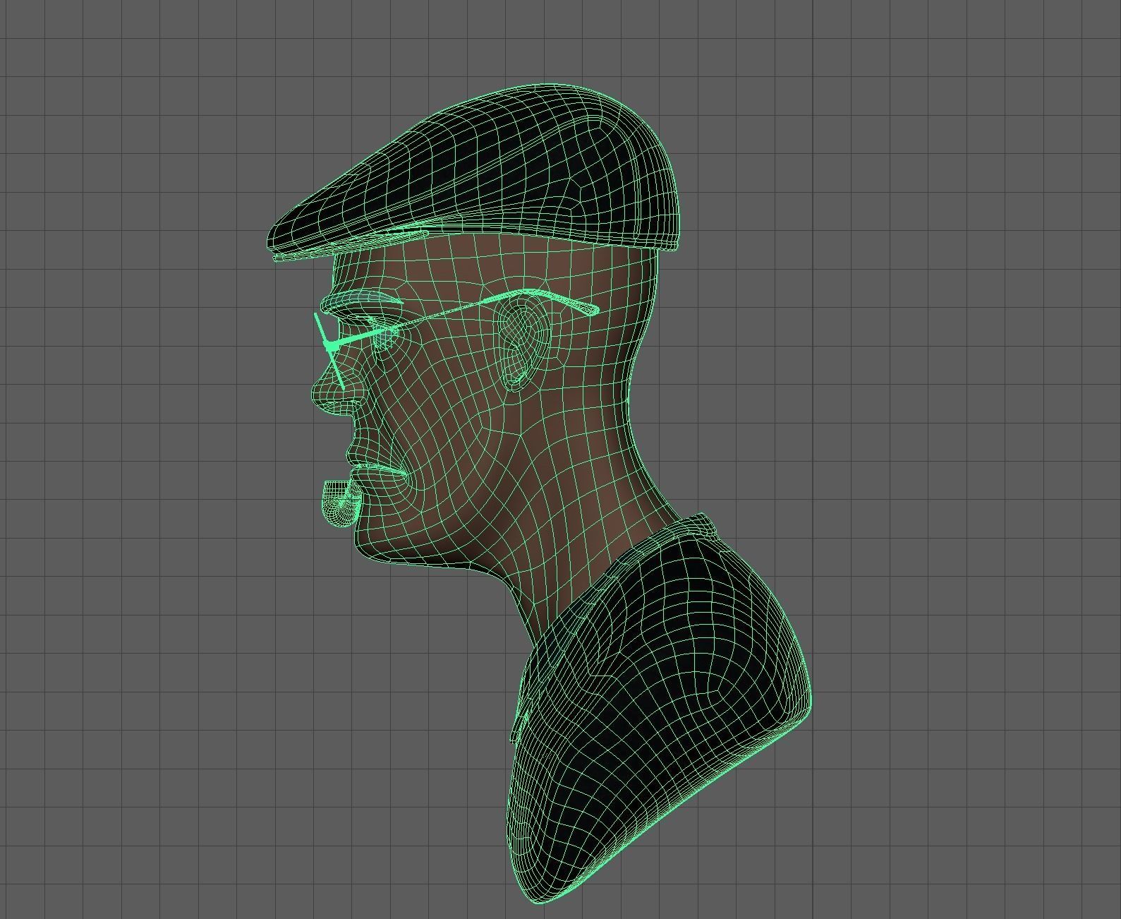 old Detective only head retopoly 3D model_3
