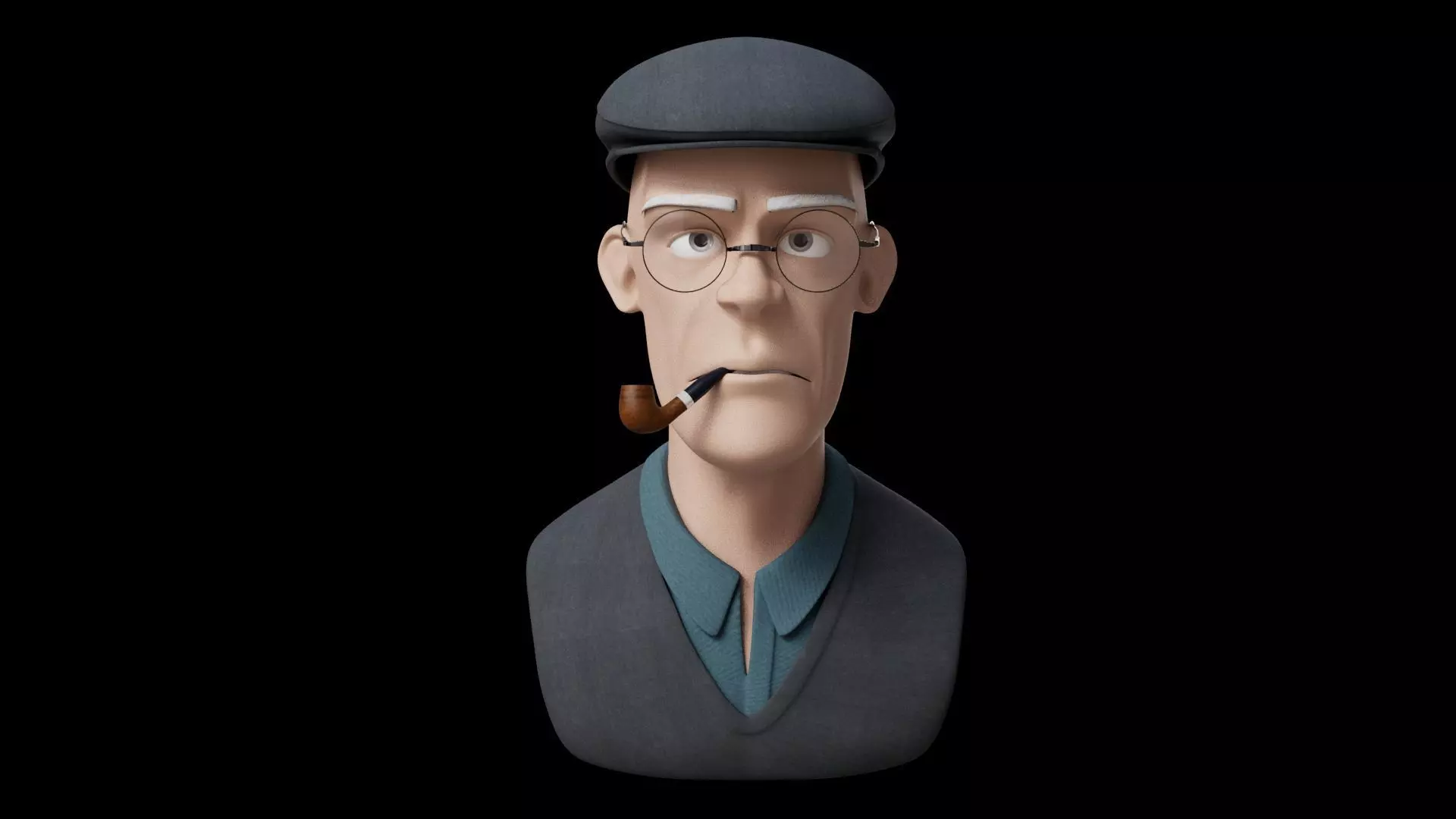 old Detective only head retopoly 3D model_0
