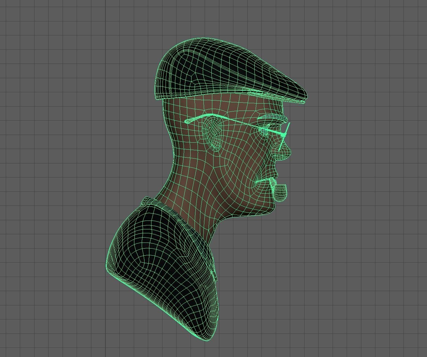 old Detective only head retopoly 3D model_4