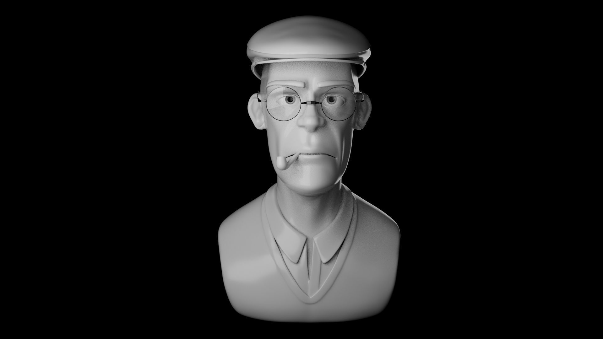 old Detective only head retopoly 3D model_1