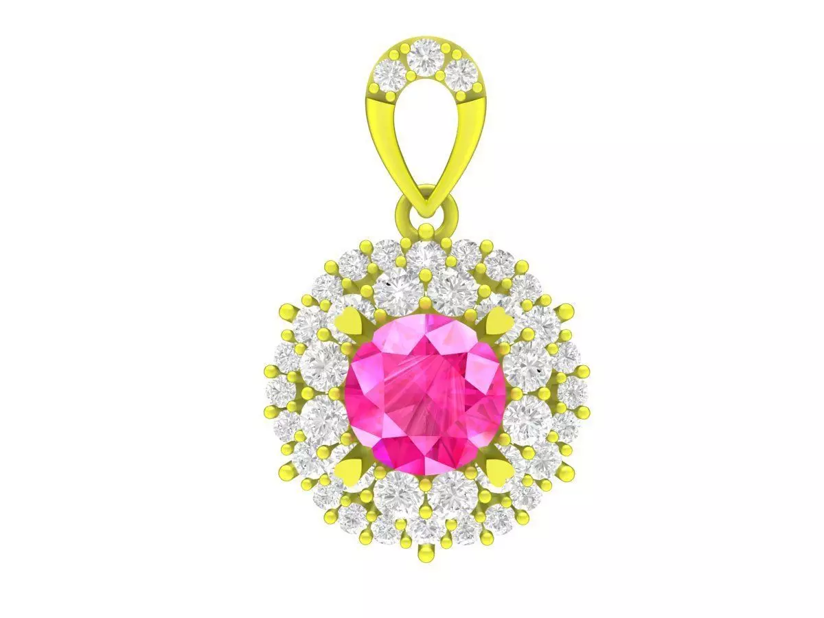 A4635 Fashion Halo Diamond Women Pendant 3D Model 3D print model
