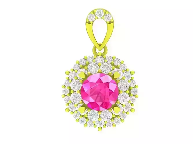 A4635 Fashion Halo Diamond Women Pendant 3D Model
