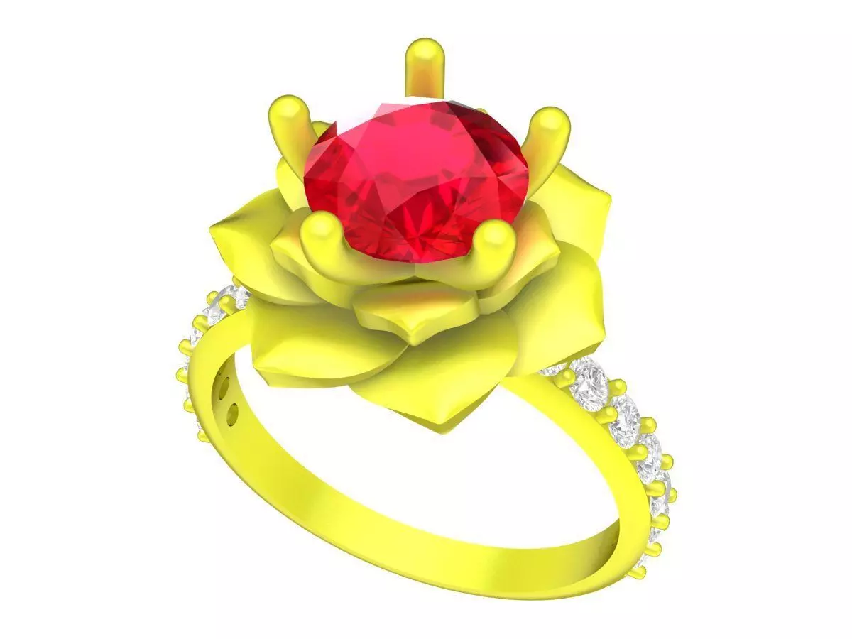 A4633 Diamond Flower Women Ring 3D Model 3D print model