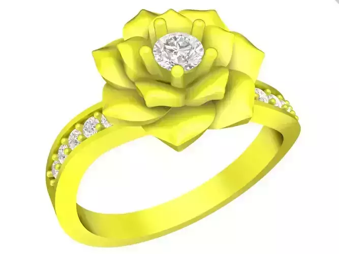 A4632 Diamond Flower Ring 3D Model