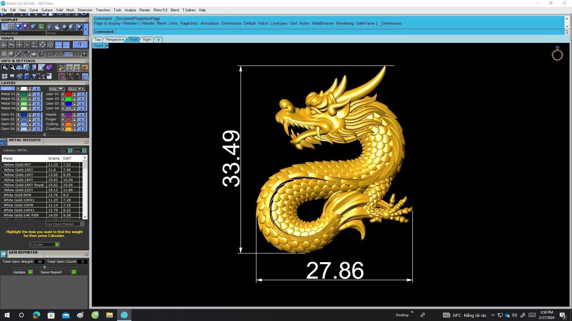 A4625 Dragon Jewelry Pendant 3D Model 3D print model_6