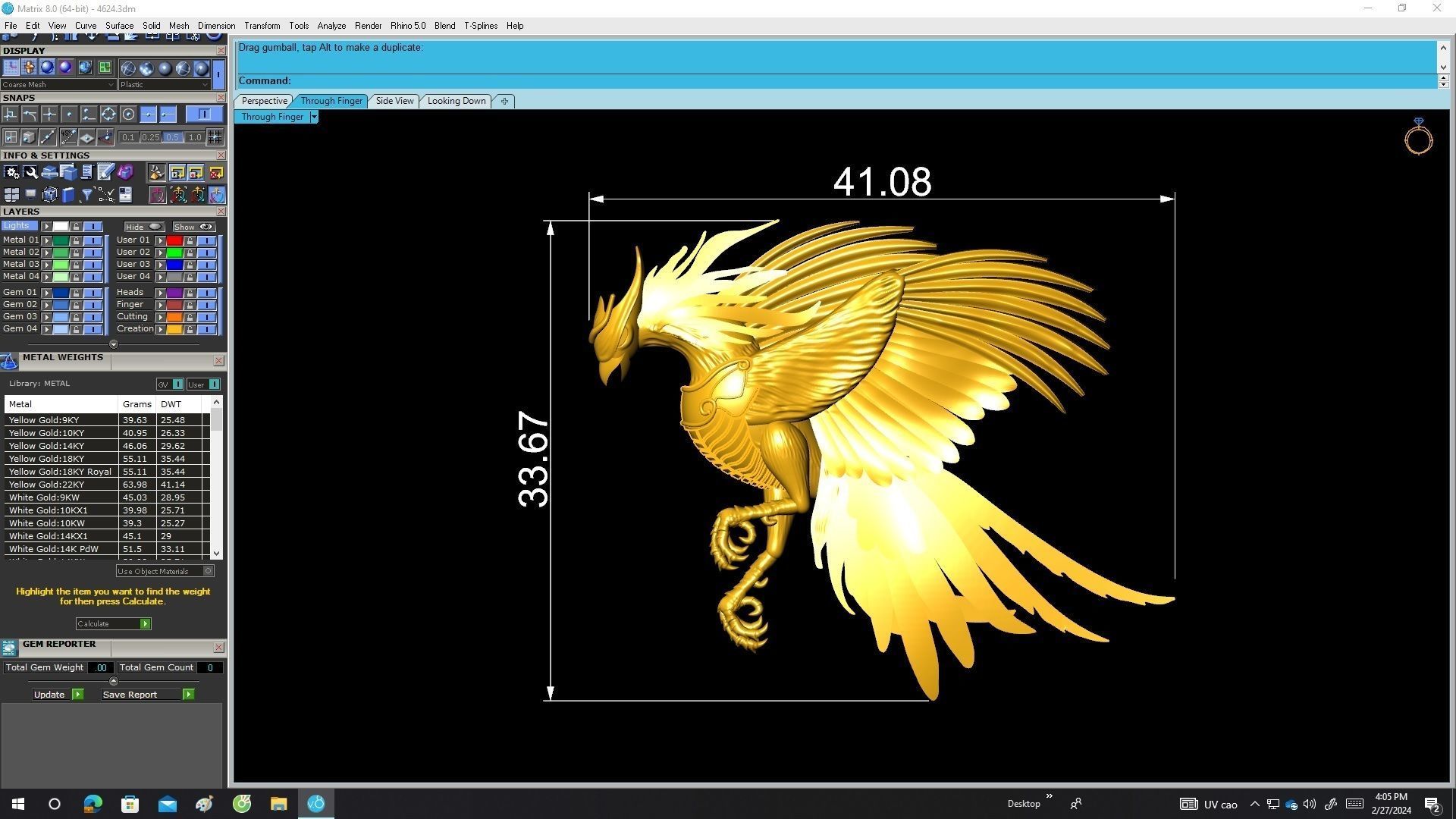 A4624 Phoenix Jewelry Pendant 3D Model 3D print model_6