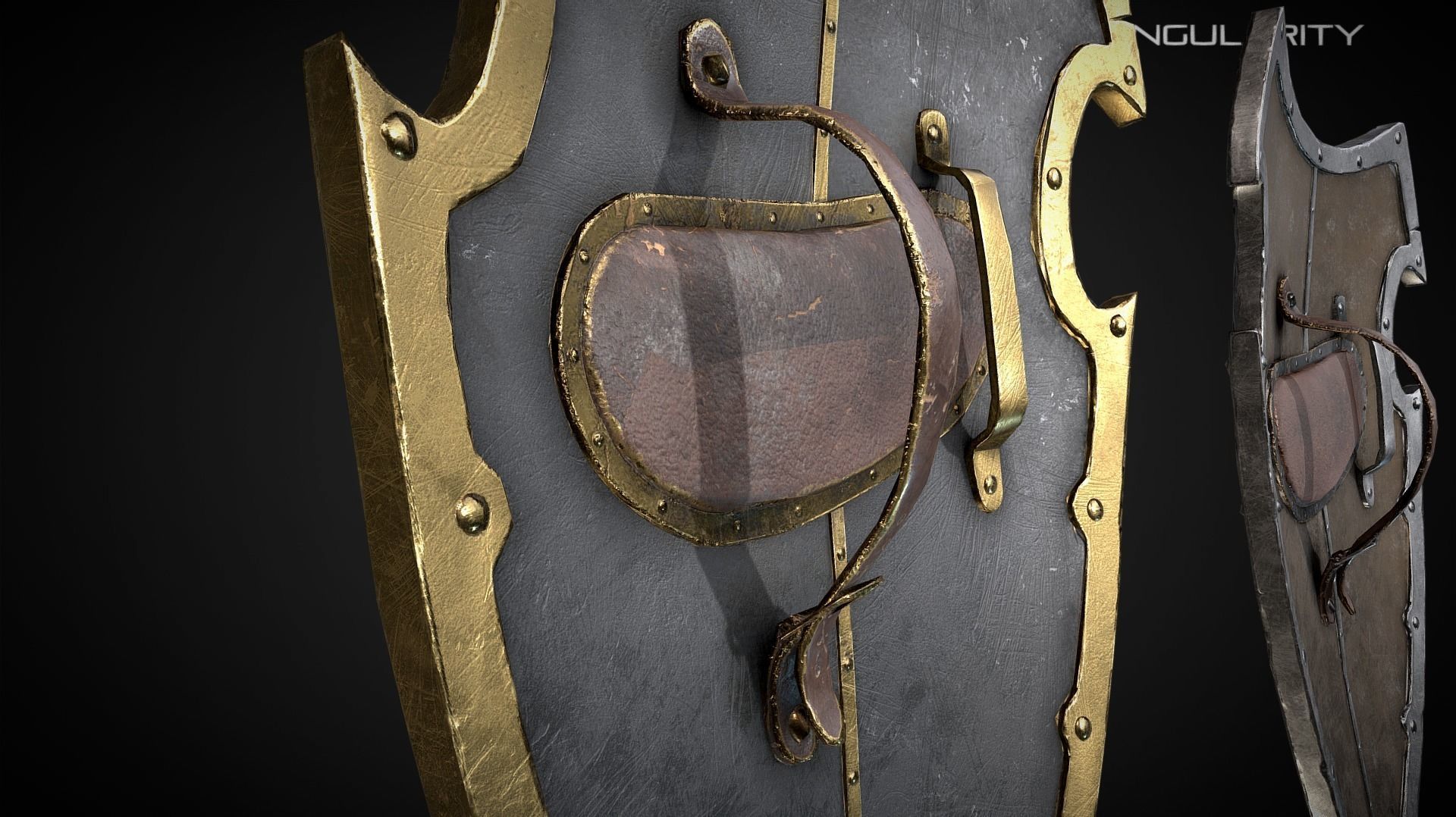 Celtic shield Medieval dark fantasy weapon Low-poly 3D model_6