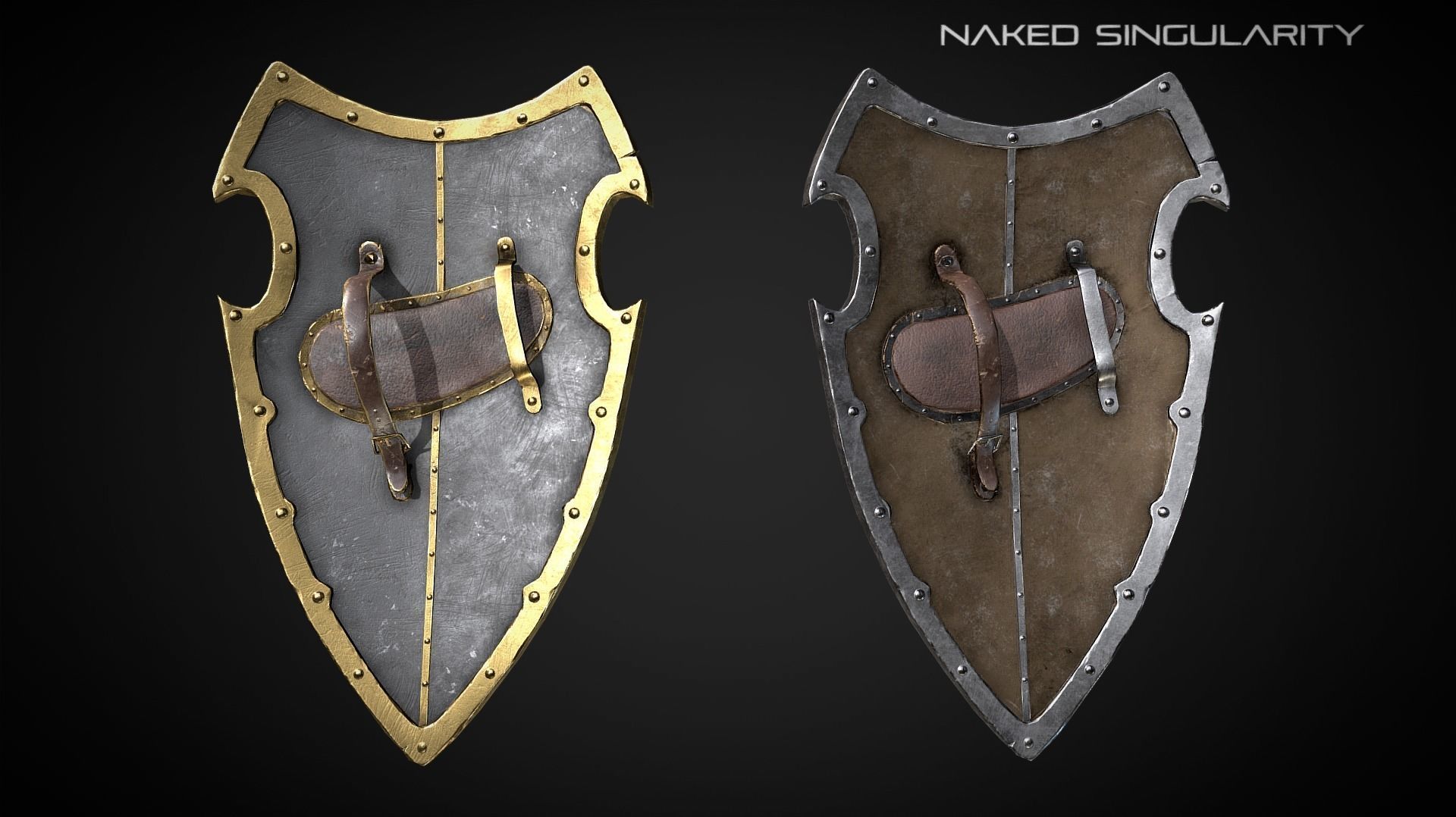 Celtic shield Medieval dark fantasy weapon Low-poly 3D model_4