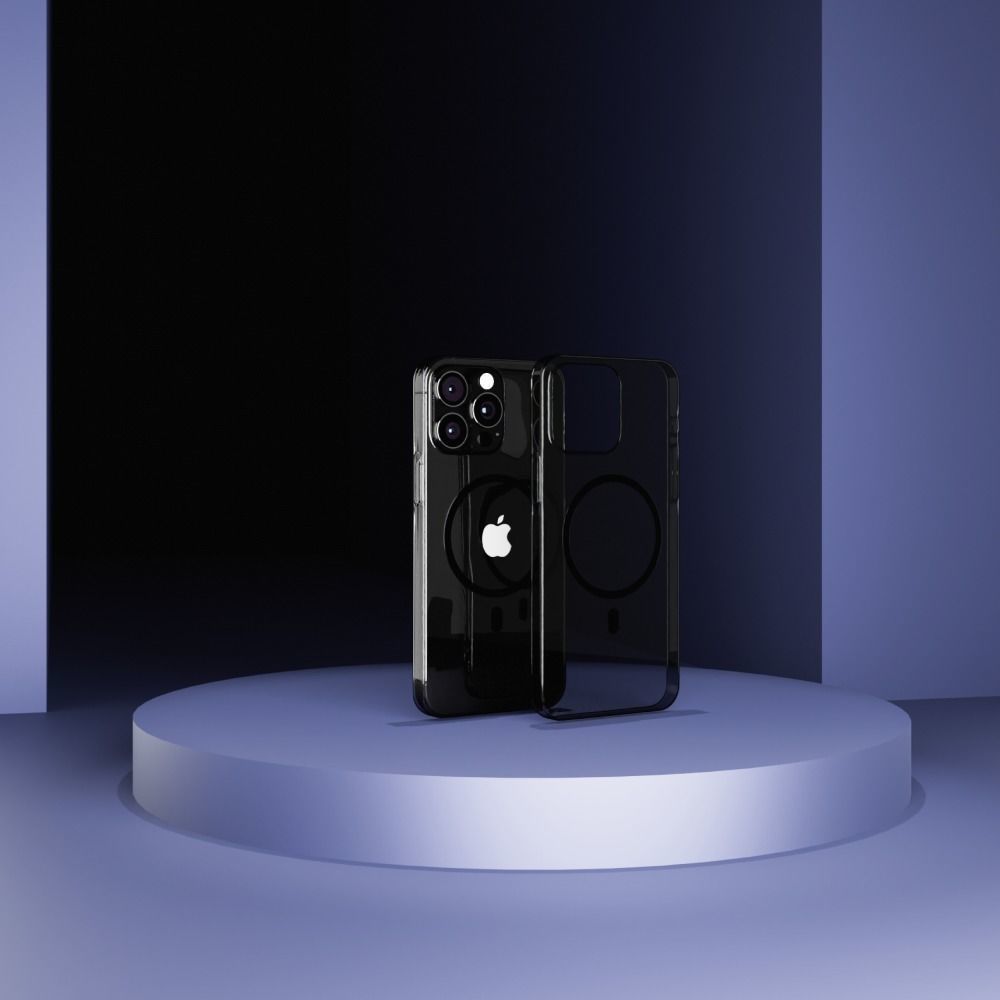 Black Transparent Iphone cover with MagSafe Low-poly 3D model_1