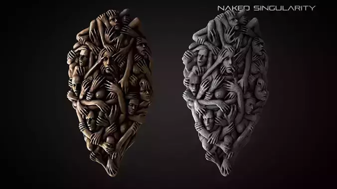 Human shield Medieval dark fantasy weapon Low-poly 3D model
