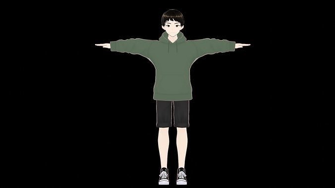 Anime Character Boy for Vtuber Low-poly 3D model