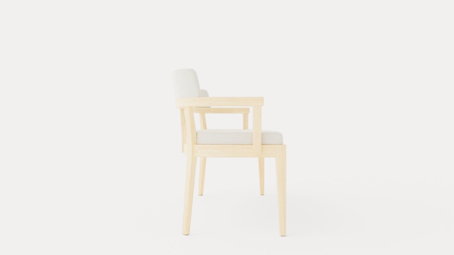 North dining sofa white oiled Low-poly 3D model_2