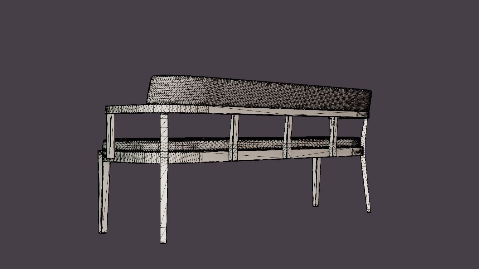 North dining sofa white oiled Low-poly 3D model_6