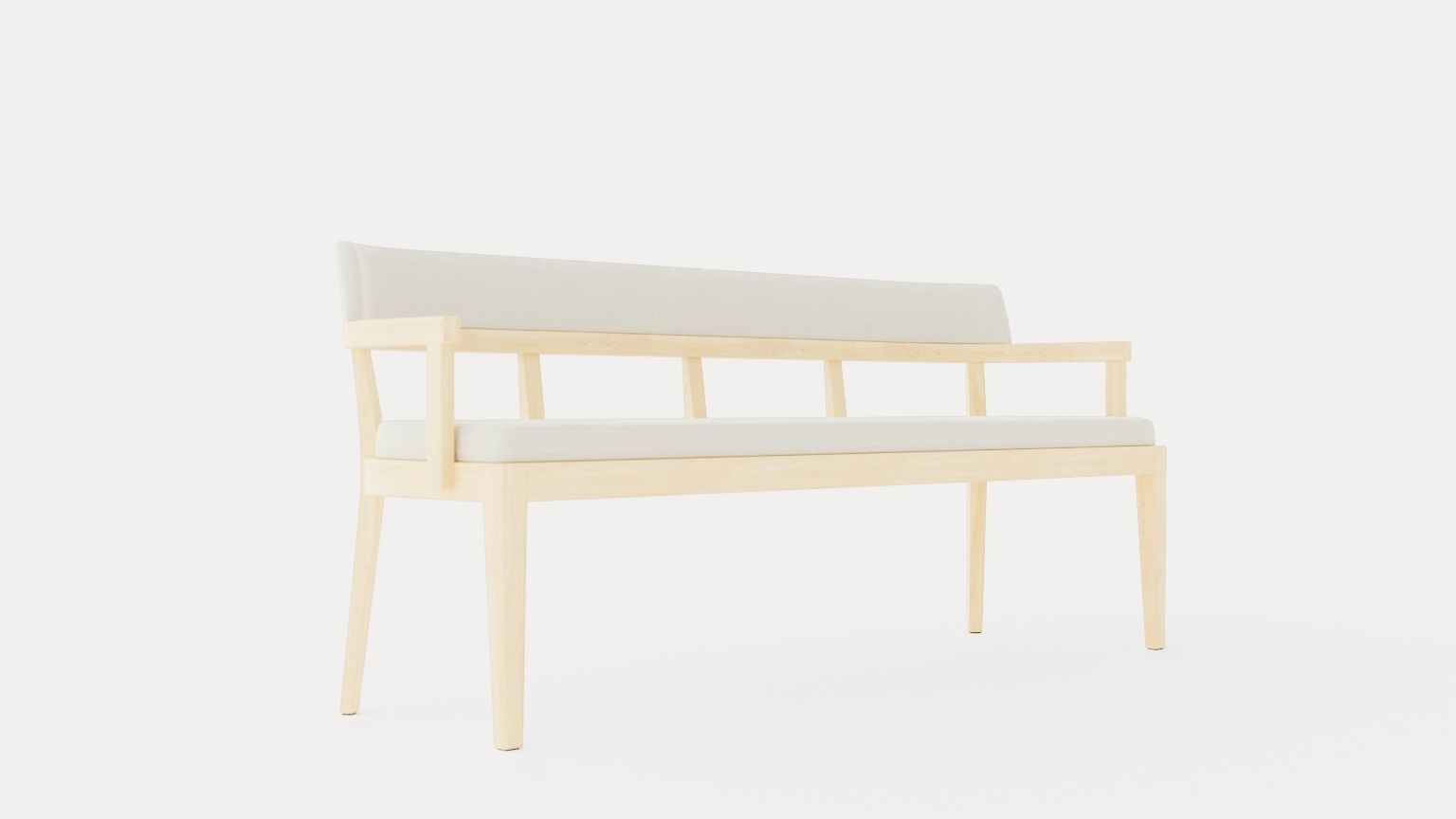 North dining sofa white oiled Low-poly 3D model_1