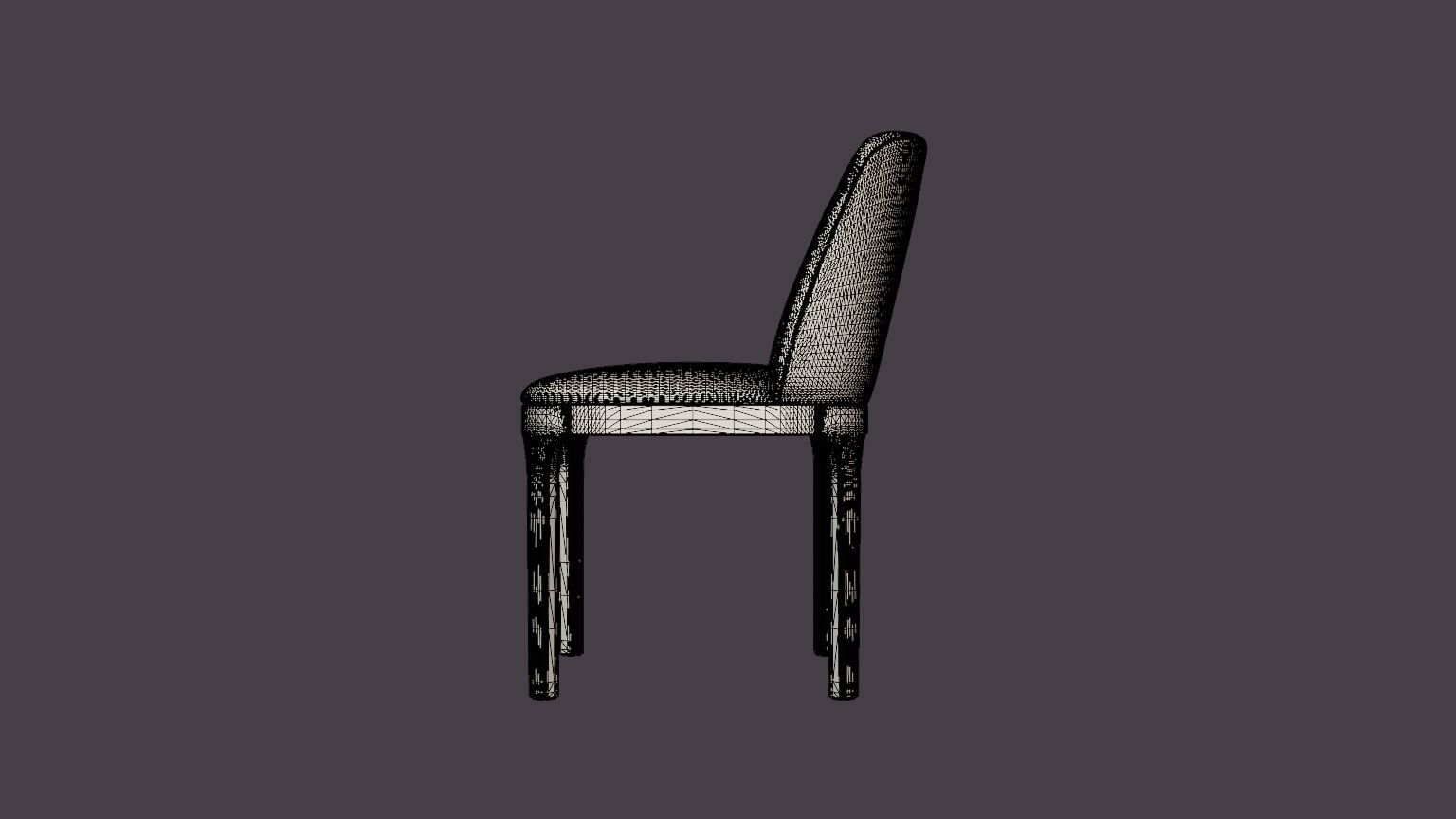 Broadway dining chair with armrests black Low-poly 3D model_7