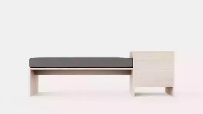 William bench right drawer white oiled