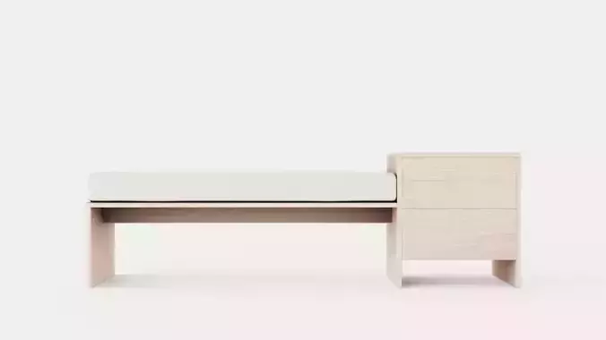 William bench right drawer white oiled