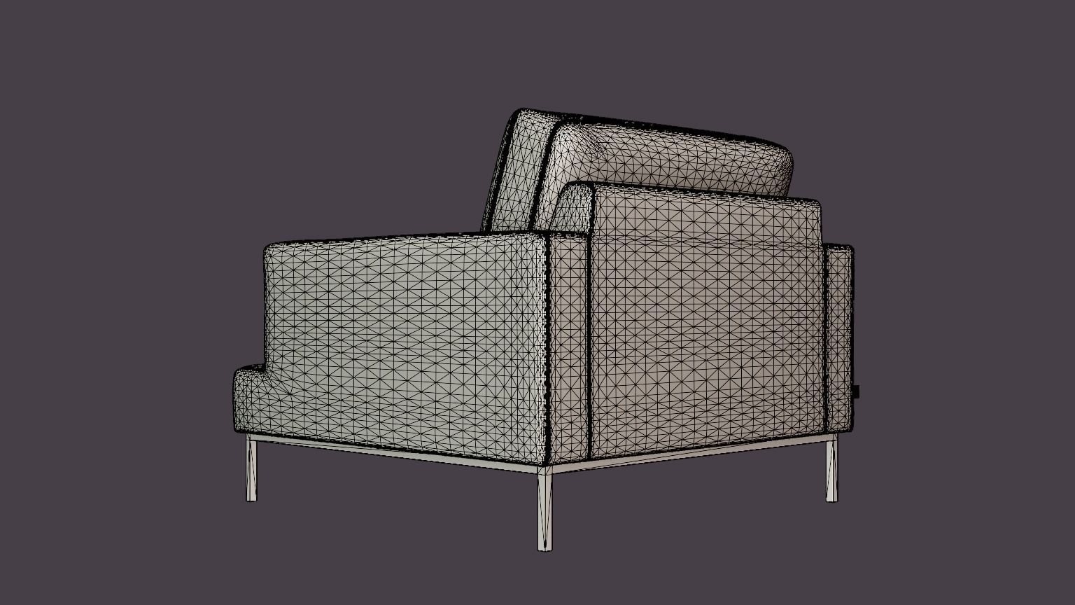 Francis armchair Low-poly 3D model_6