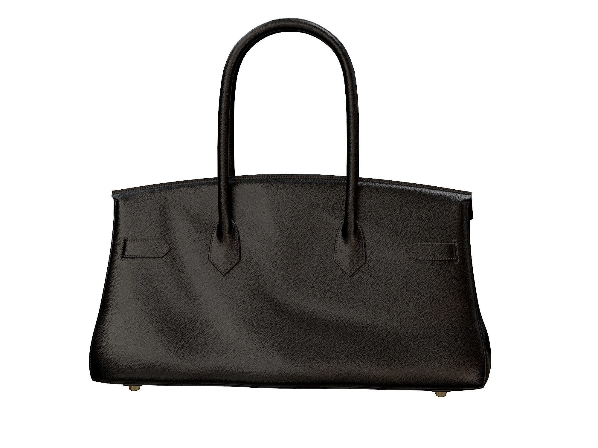 Hermes Birkin Bag 42 Black Low-poly 3D model_3