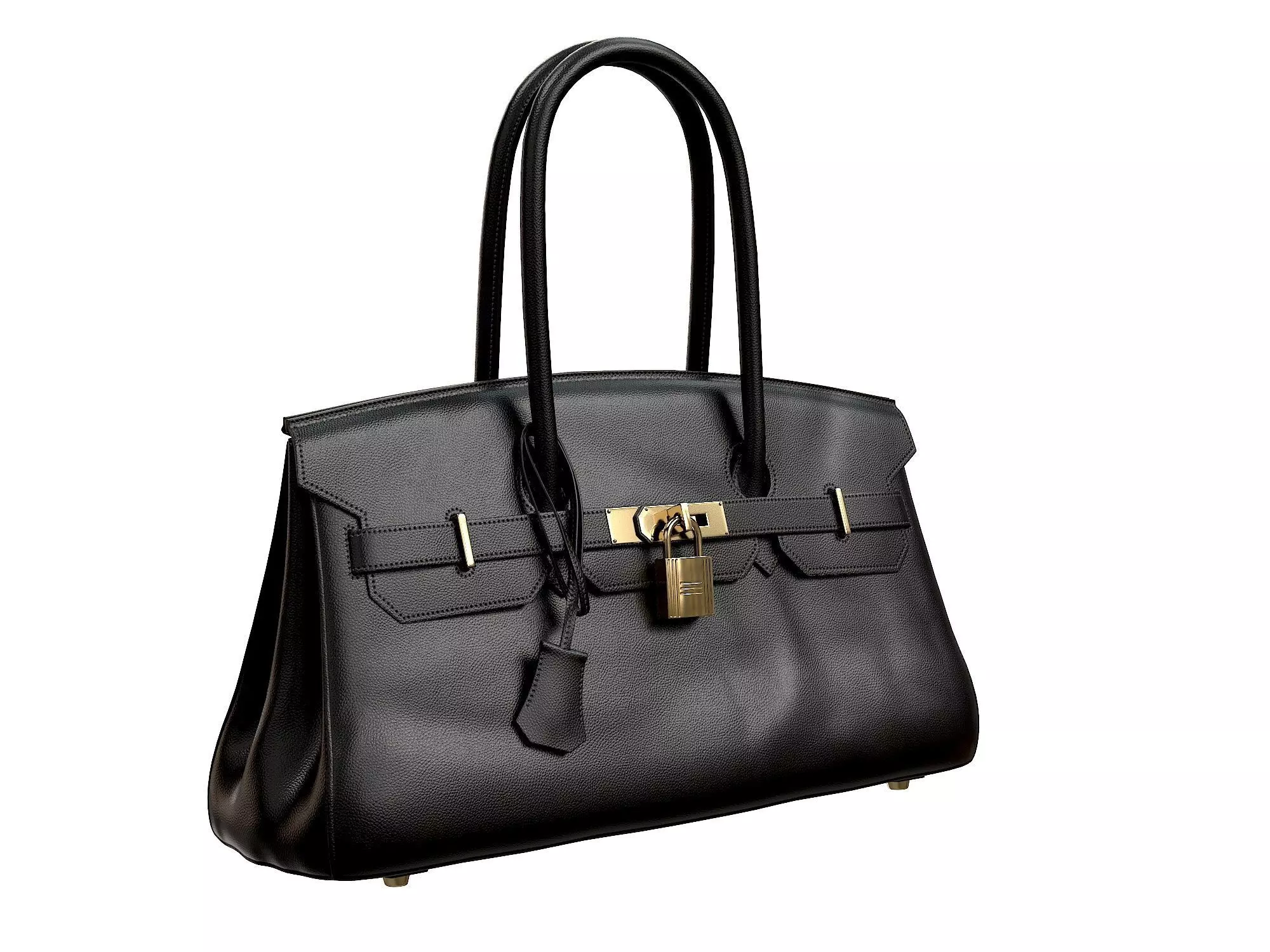 Hermes Birkin Bag 42 Black Low-poly 3D model_0