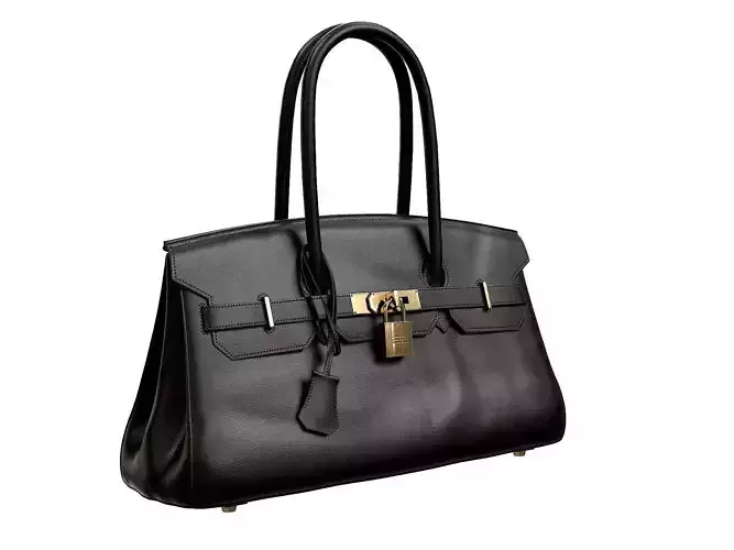 Hermes Birkin Bag 42 Black Low-poly 3D model
