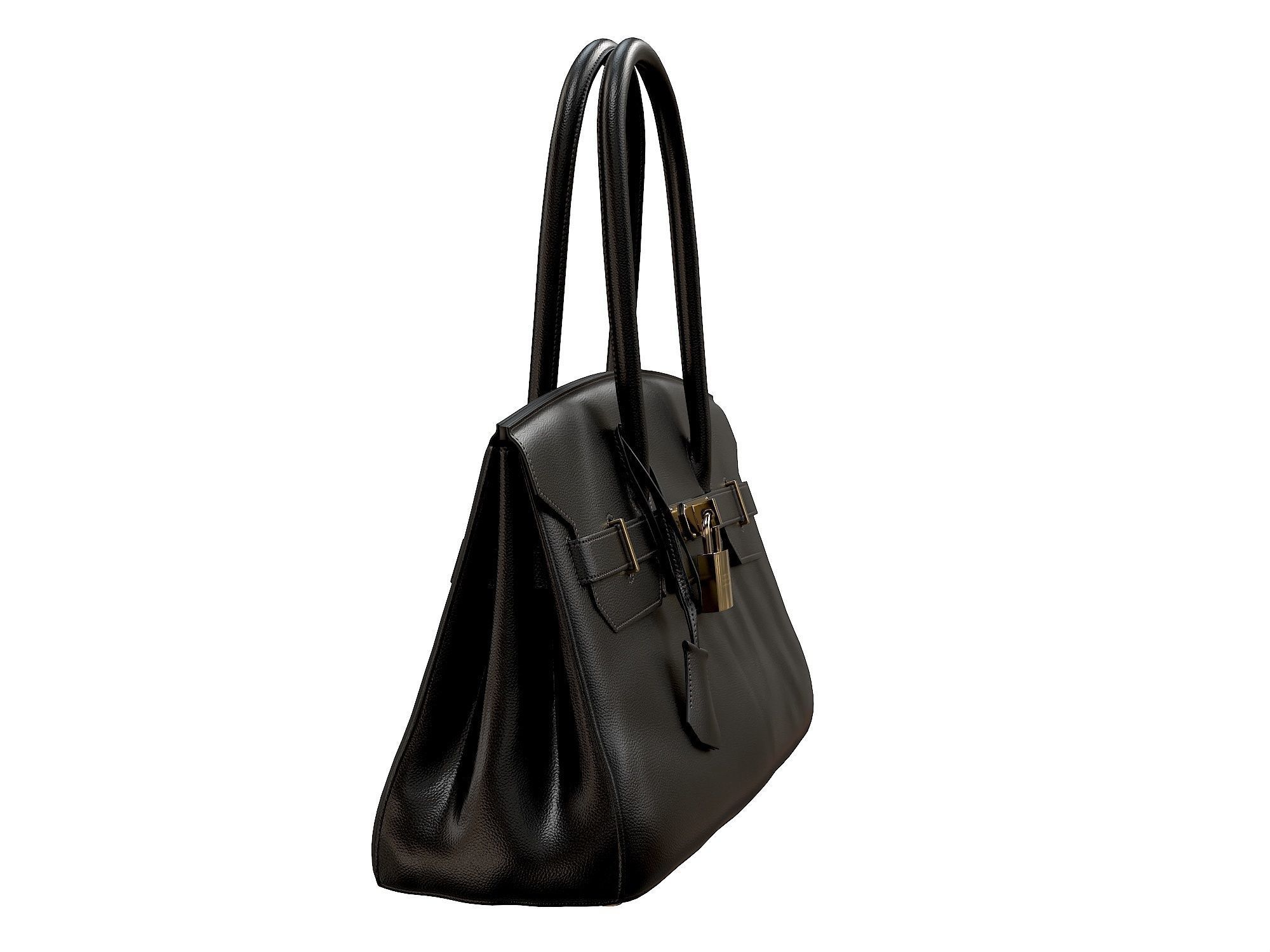 Hermes Birkin Bag 42 Black Low-poly 3D model_1