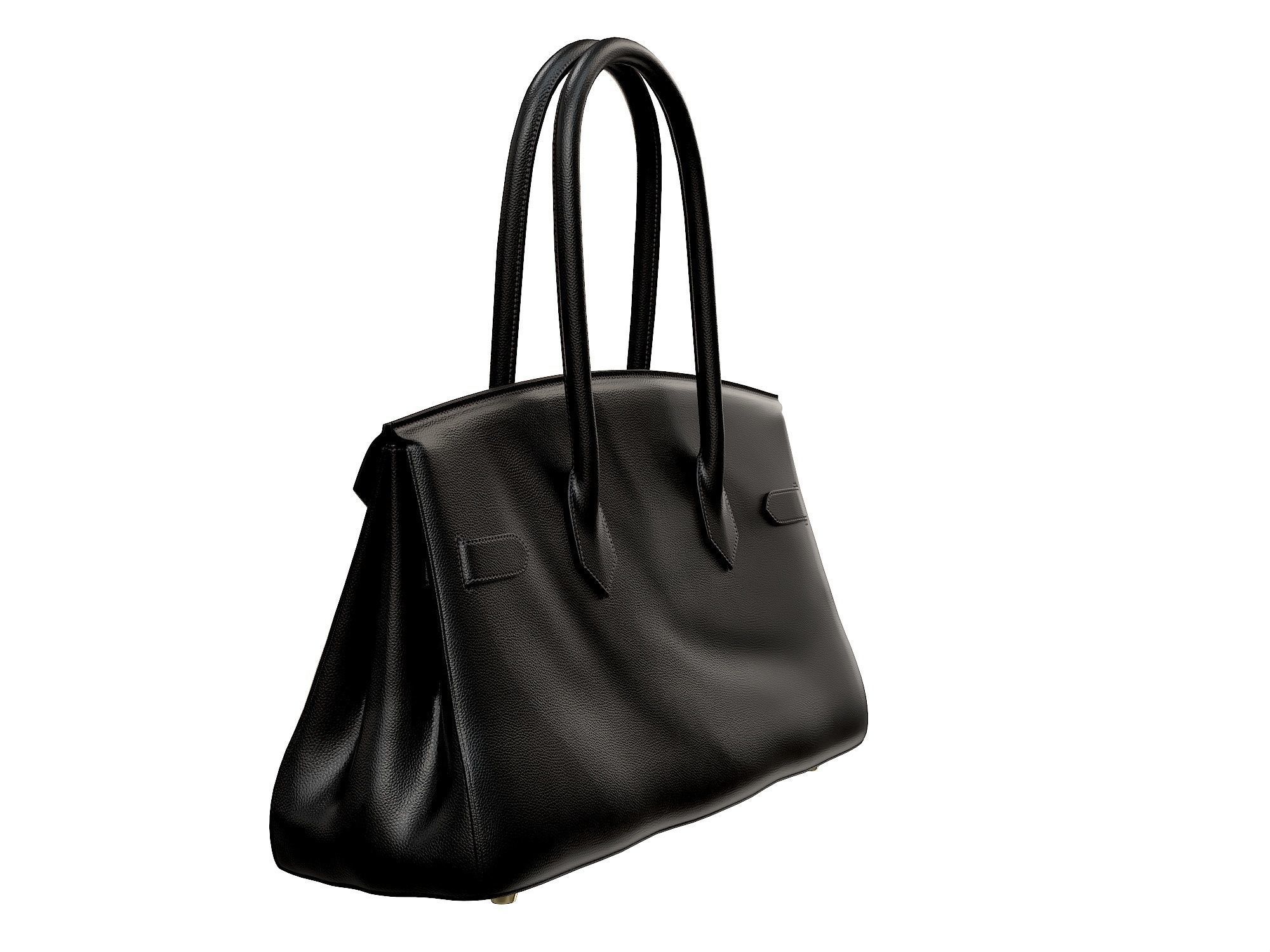Hermes Birkin Bag 42 Black Low-poly 3D model_4