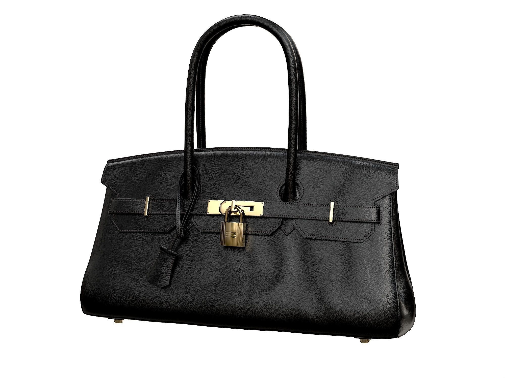 Hermes Birkin Bag 42 Black Low-poly 3D model_6