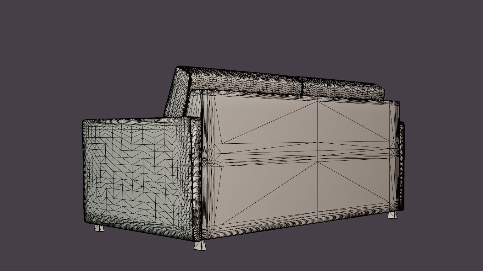 Harmony 3-seat sofa-bed Low-poly 3D model_6