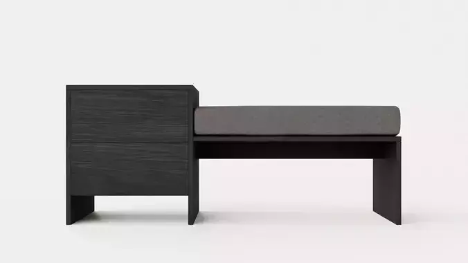 William bench left drawer black Low-poly 3D model