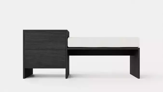 William bench left drawer black Low-poly 3D model