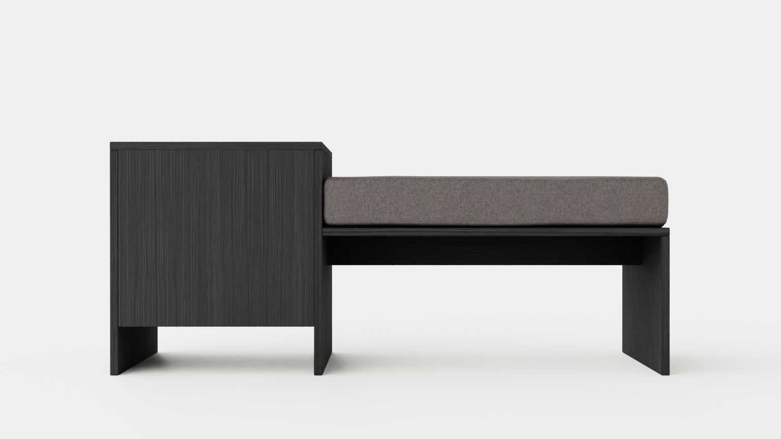 William bench right drawer black Low-poly 3D model_4