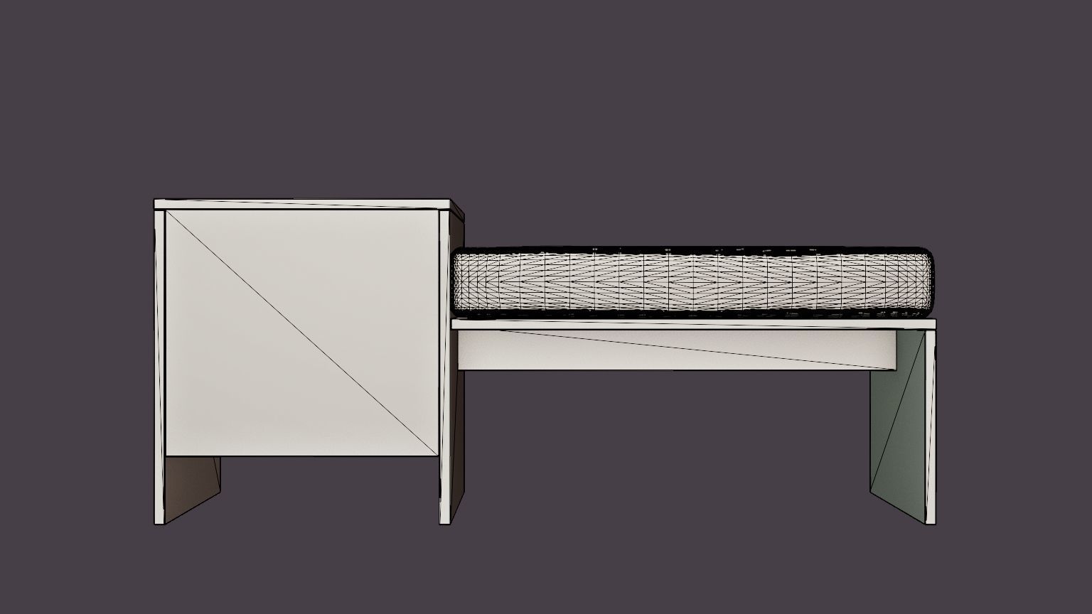 William bench right drawer black Low-poly 3D model_5