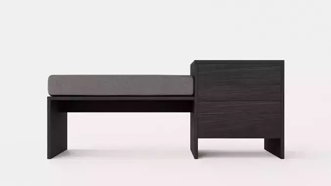 William bench right drawer black