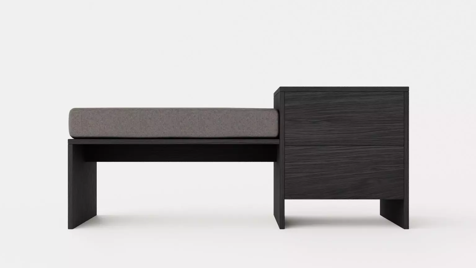 William bench right drawer black Low-poly 3D model_0