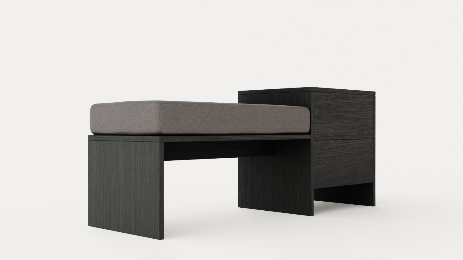 William bench right drawer black Low-poly 3D model_1