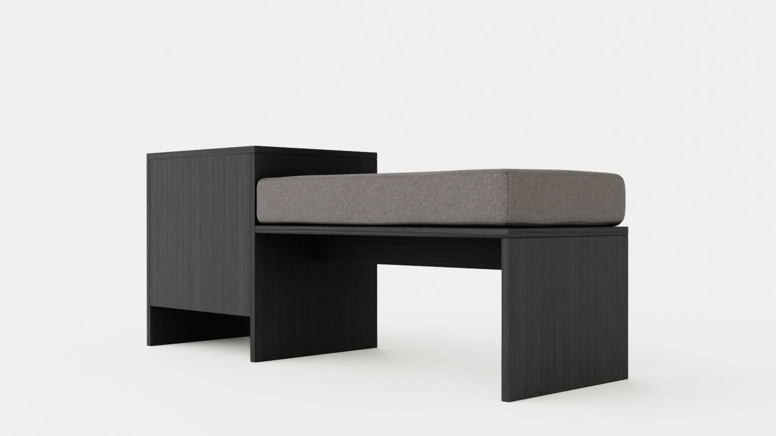 William bench right drawer black Low-poly 3D model_3