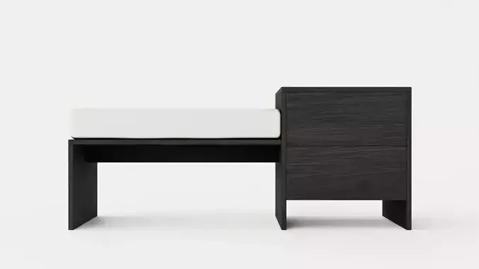 William bench right drawer black Low-poly 3D model