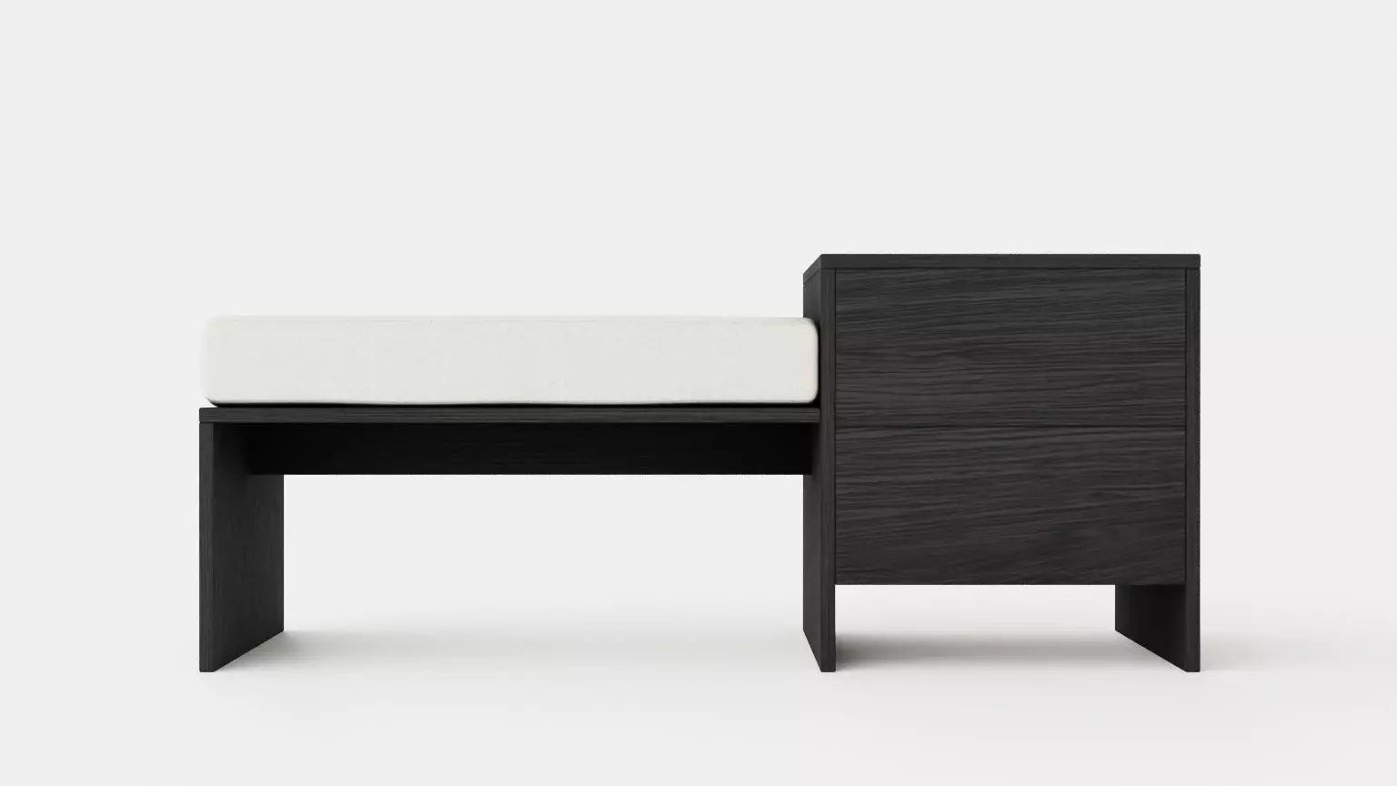 William bench right drawer black Low-poly 3D model_0