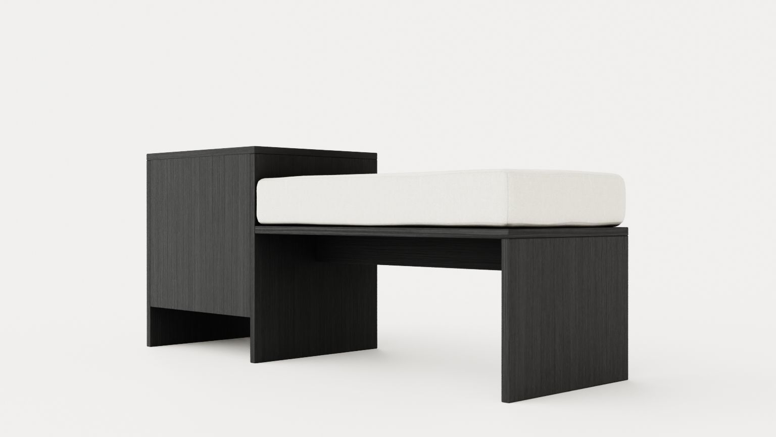 William bench right drawer black Low-poly 3D model_3