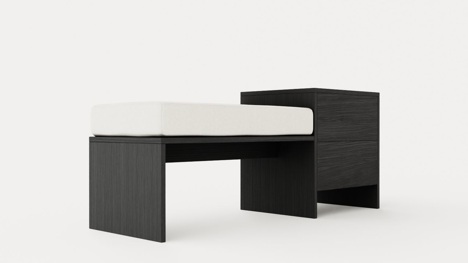 William bench right drawer black Low-poly 3D model_1