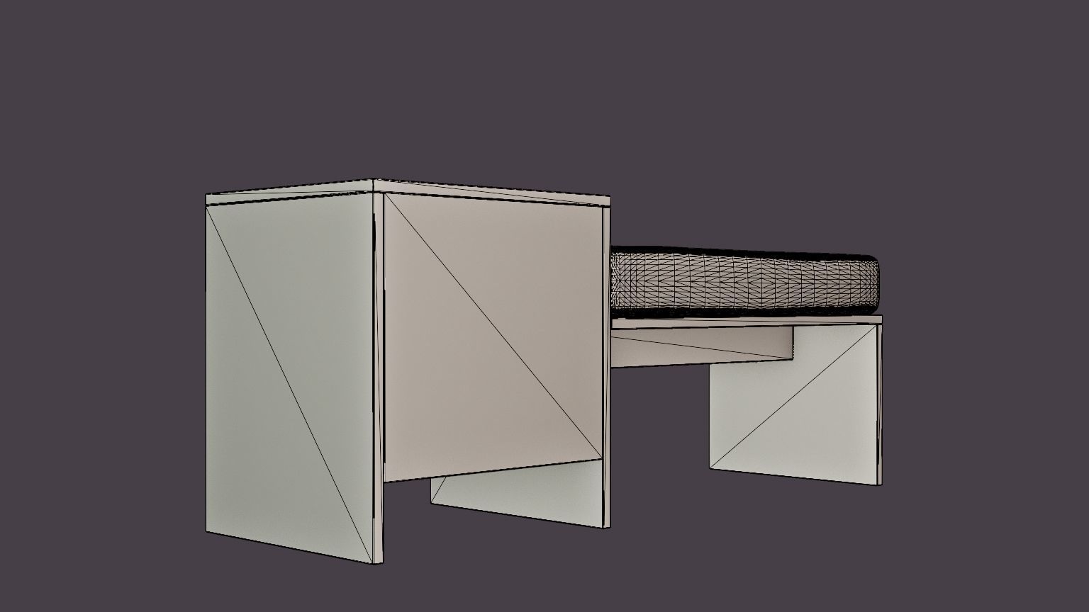 William bench right drawer black Low-poly 3D model_6