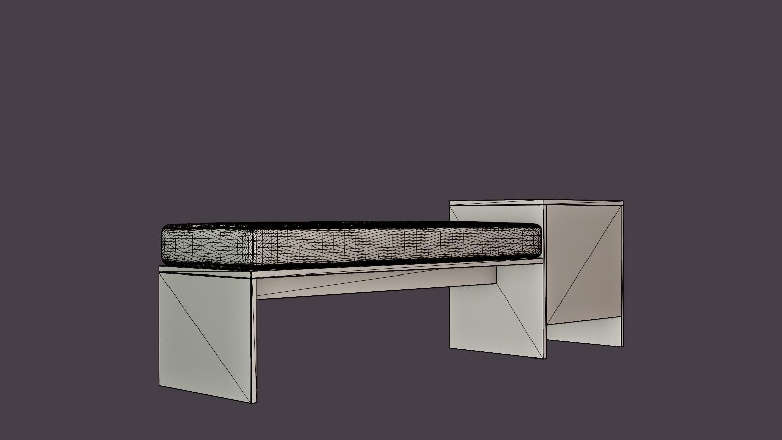 William bench left drawer black Low-poly 3D model_6