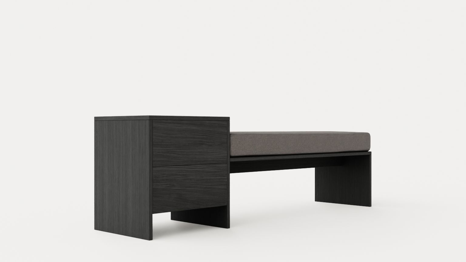 William bench left drawer black Low-poly 3D model_1