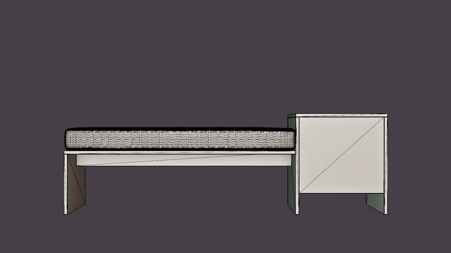 William bench left drawer black Low-poly 3D model_5