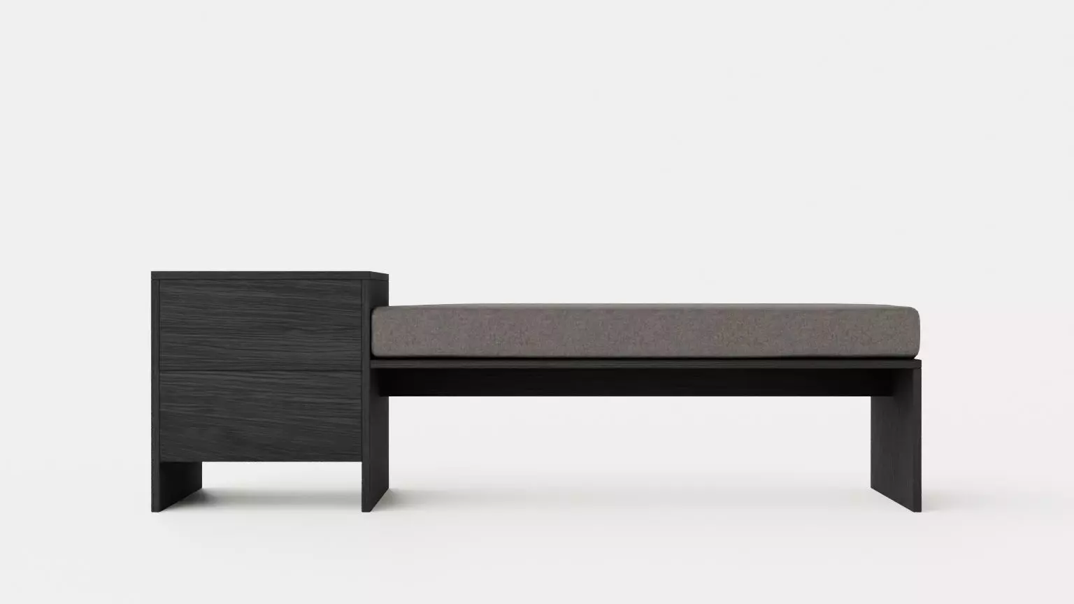 William bench left drawer black Low-poly 3D model_0